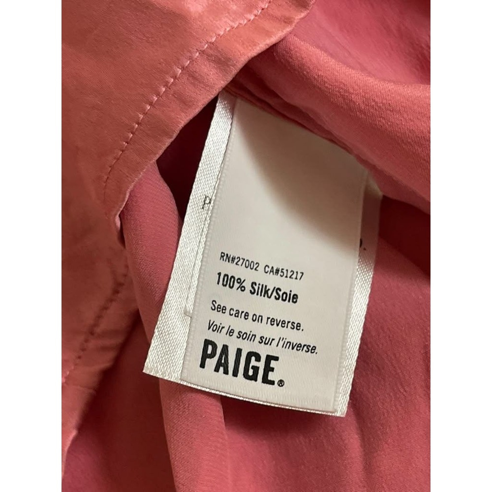 Paige Womens XS Pink 100% Silk Camisole Adjustable Strap V-Neck Top - Picture 5 of 5